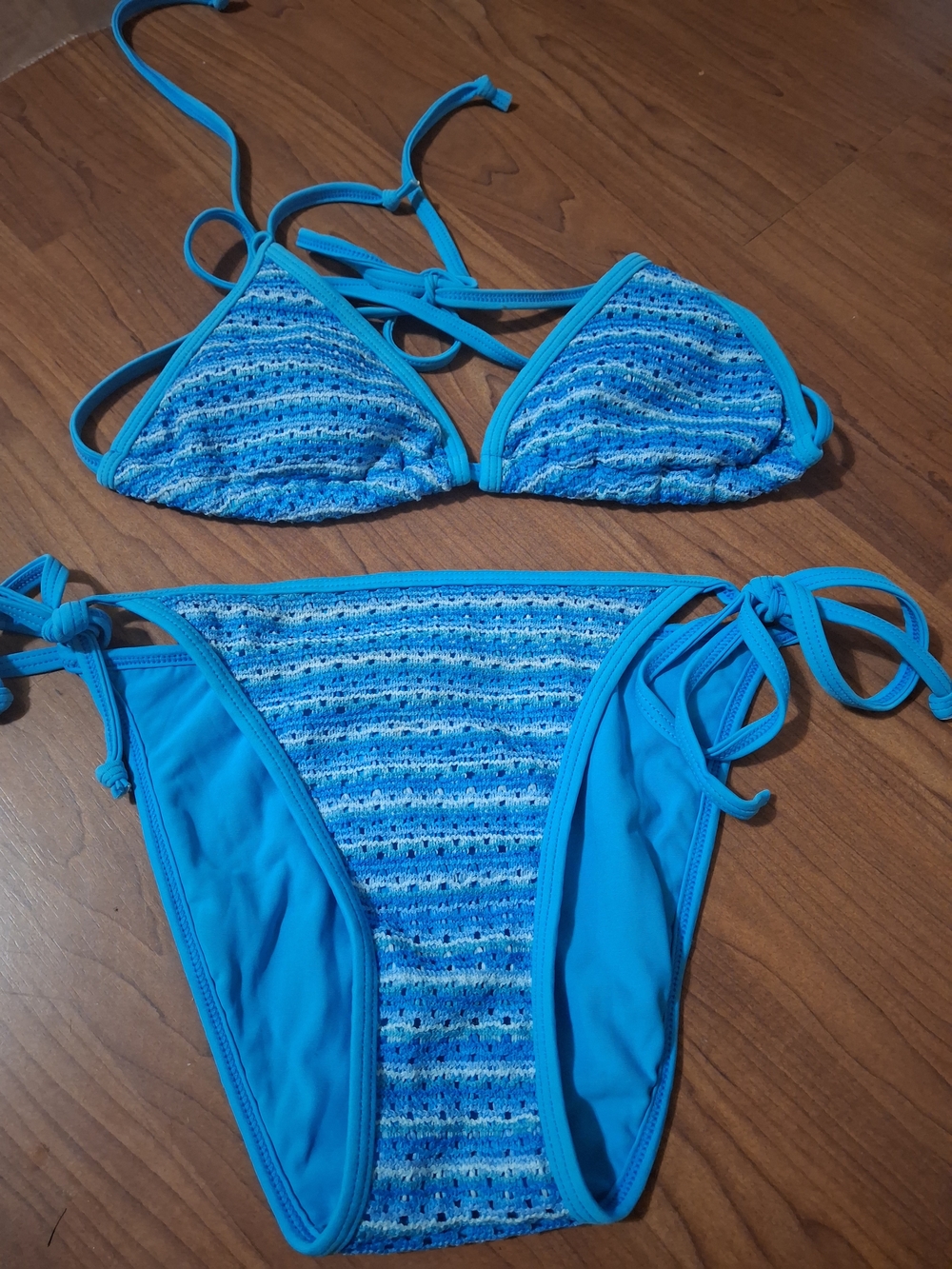 Love Culture Blue Crochet Triangle Bikini Swimsuit Set (SWI 110)